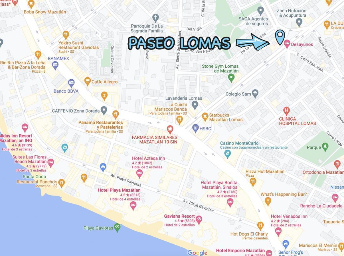 Paseo Lomas, Muy Centrico Y Equipado A 5 Min Playa Lägenhet Mazatlán Exteriör bild